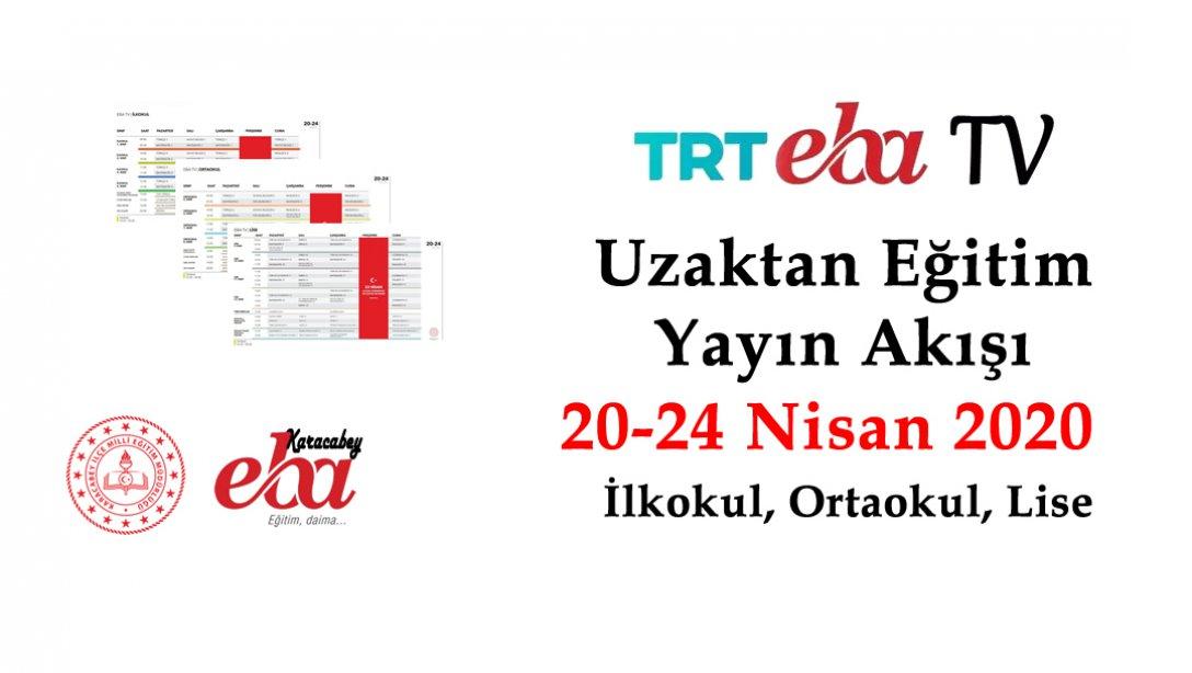 20 - 24 Nisan TRT Eba Tv İlkokul, Ortaokul ve Lise Yayın Akışı