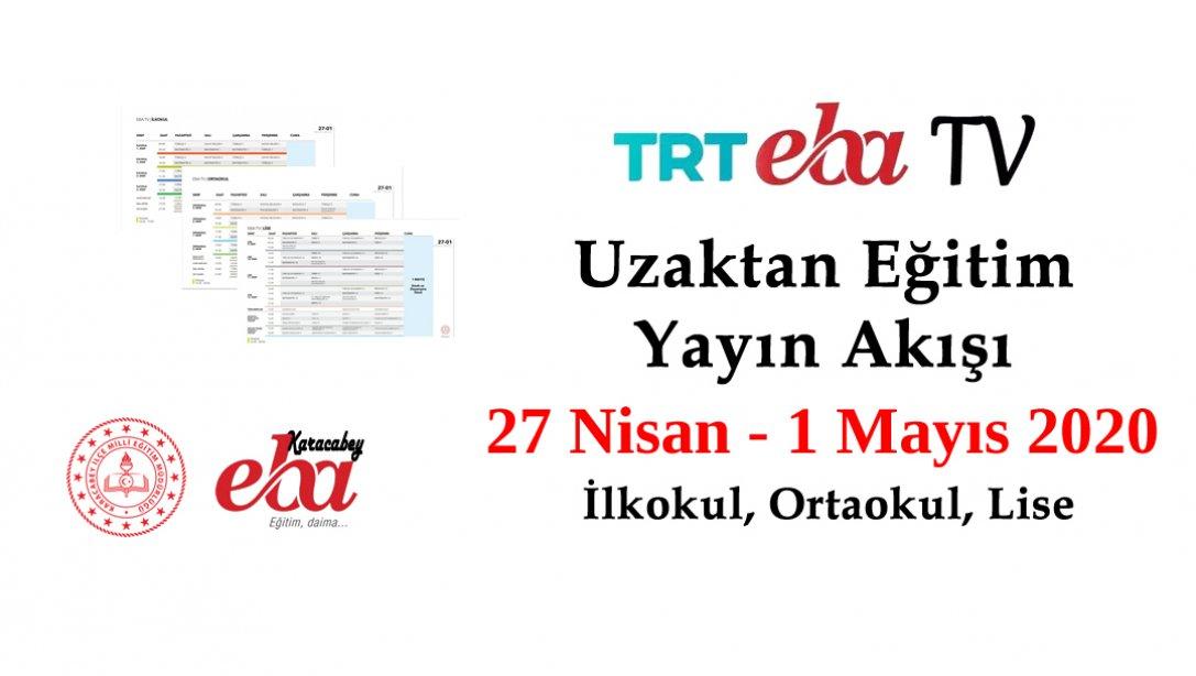 27 Nisan - 1 Mayıs TRT Eba Tv İlkokul, Ortaokul ve Lise Yayın Akışı